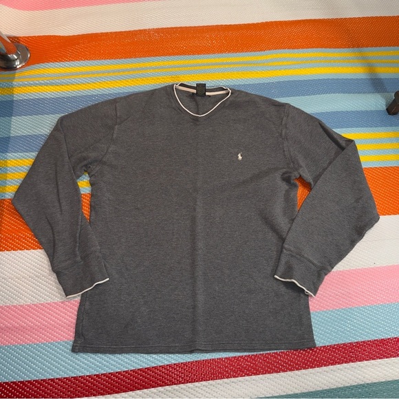 Polo by Ralph Lauren Gray V-Neck with White Trim - Picture 1 of 3